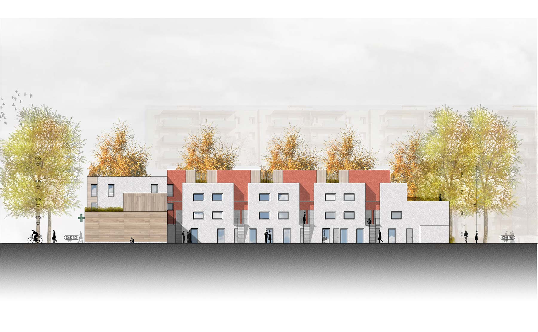 Façade Nord - 15 logements BBC / Colmar