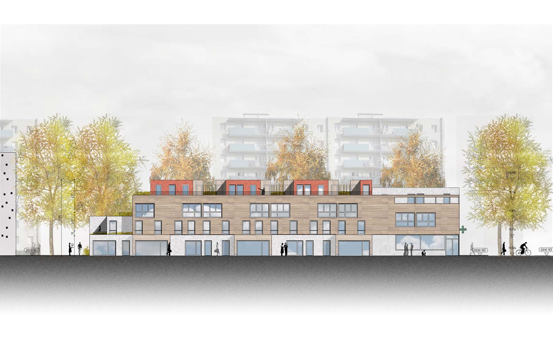 Façade Sud - 15 logements BBC / Colmar