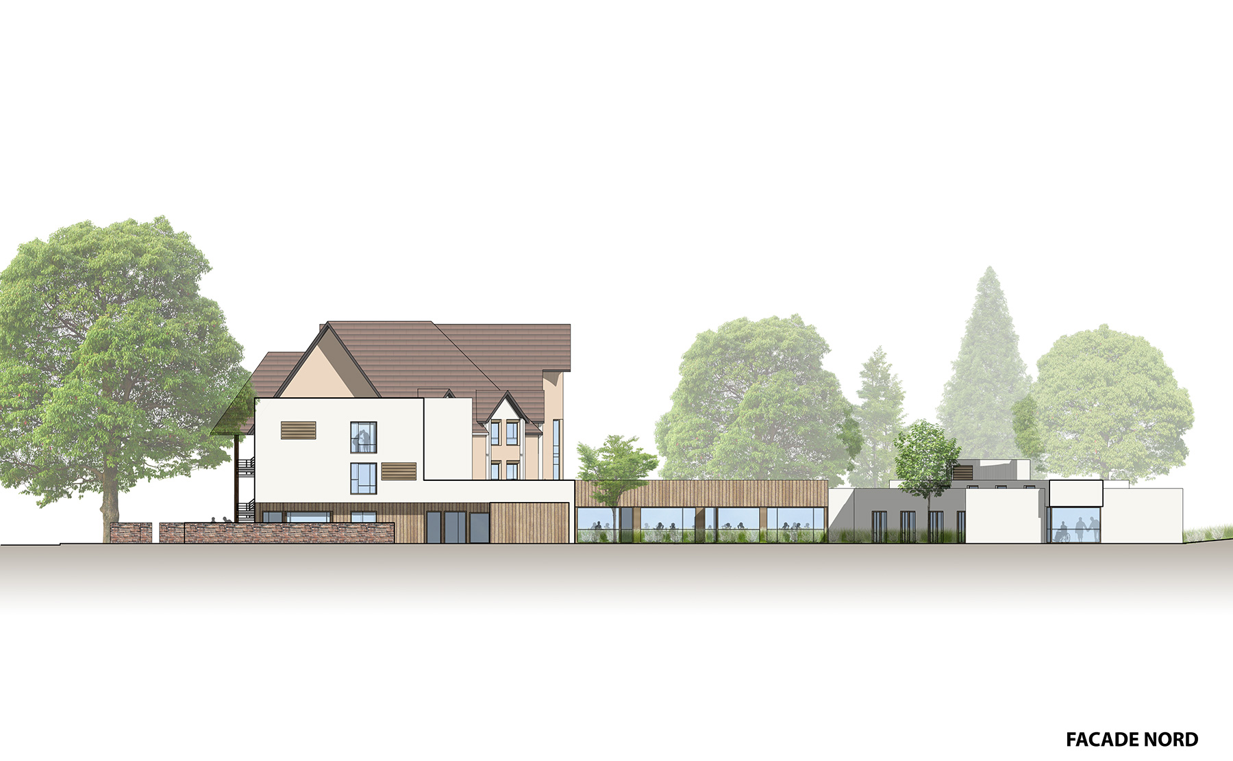 Façade Nord - Restructuration et extension de l'EHPAD du Badbronn / Châtenois