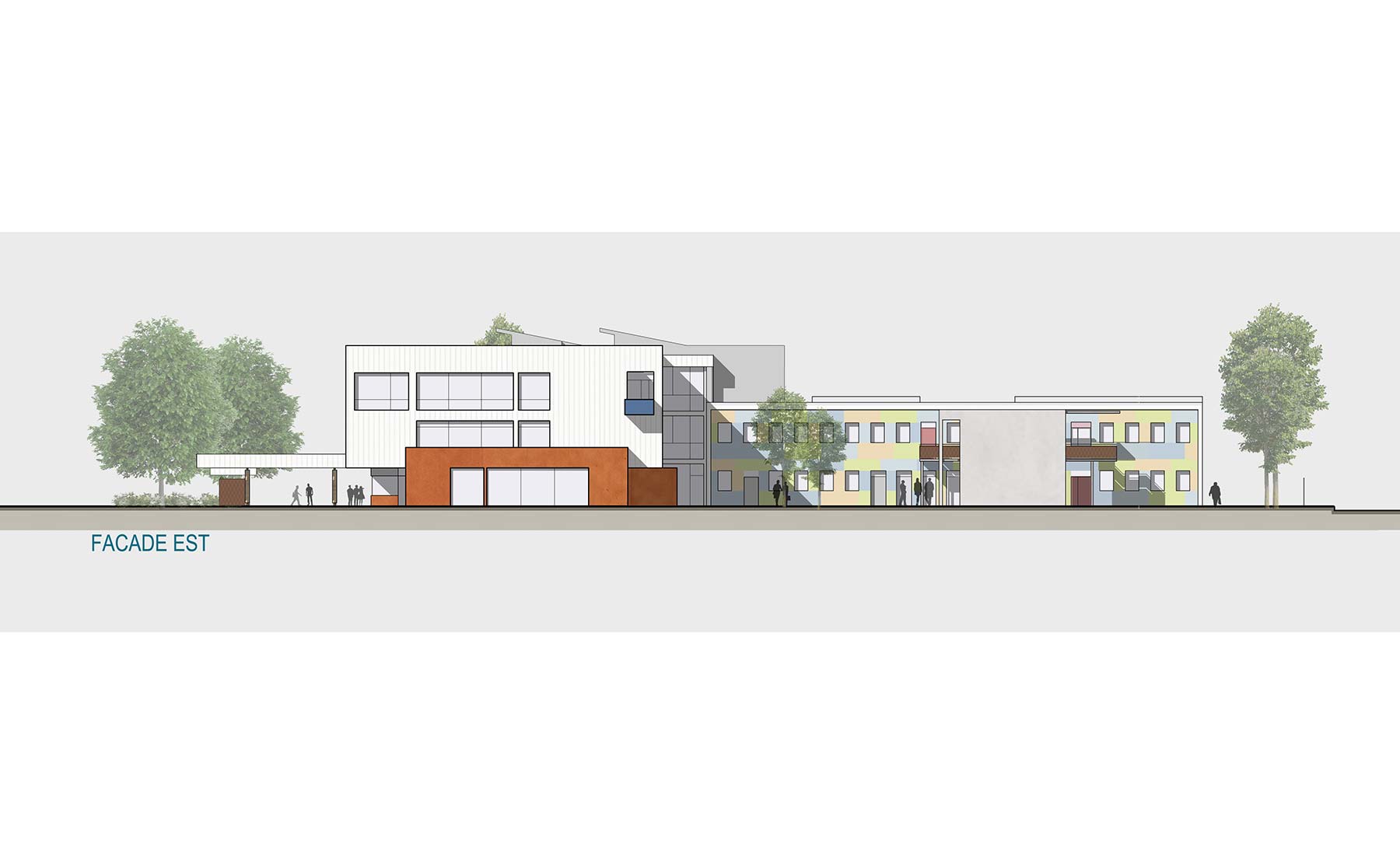 Façade Est - Extension-restructuration du Collège Saint-Exupéry / Mulhouse