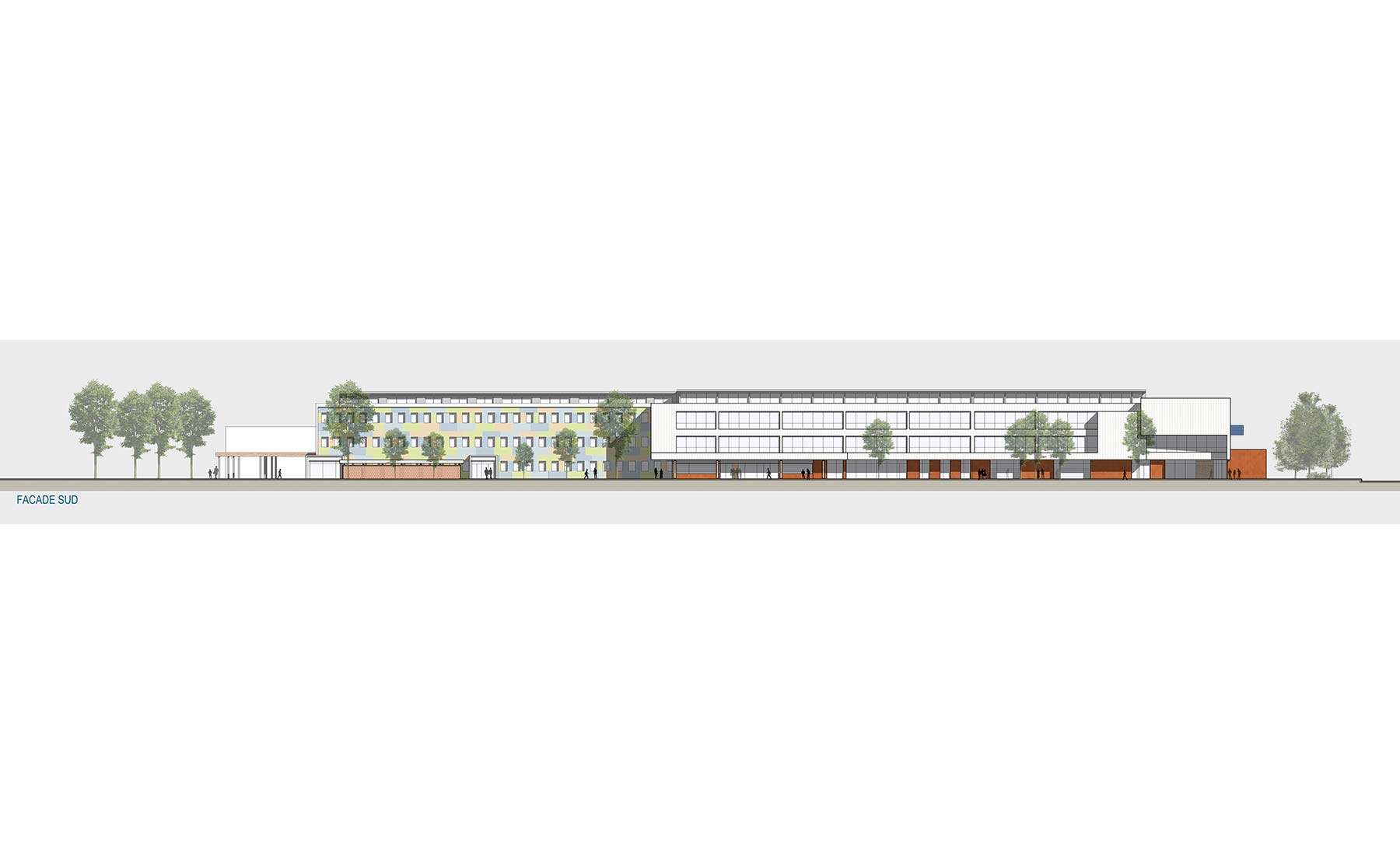 Façade Sud - Extension-restructuration du Collège Saint-Exupéry / Mulhouse