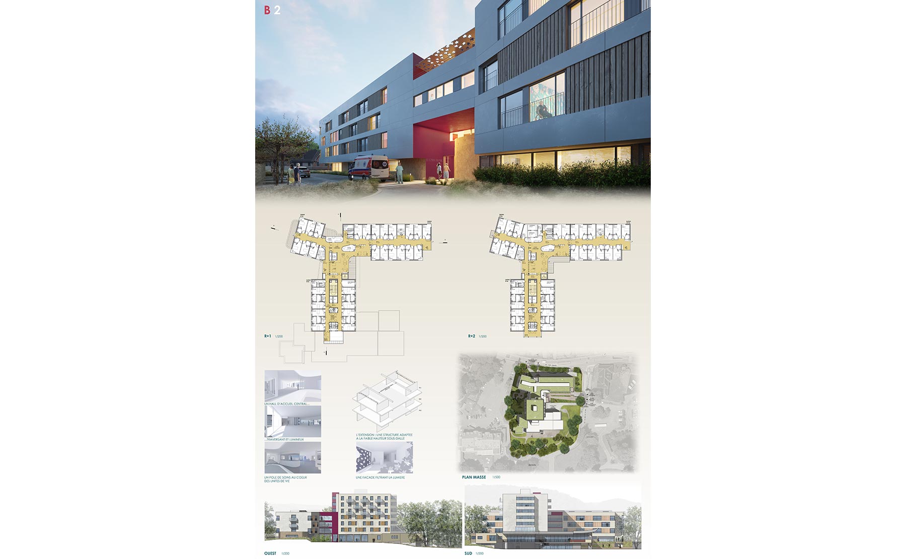 Planche 2 - Extension-restructuration, E.H.P.A.D. Foyer du parc / Munster