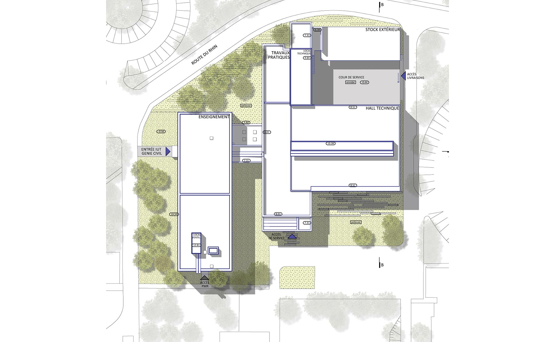 Plan Masse - Reconstruction-réhabilitation IUT R.Schuman / Illkirch-Graffenstaden