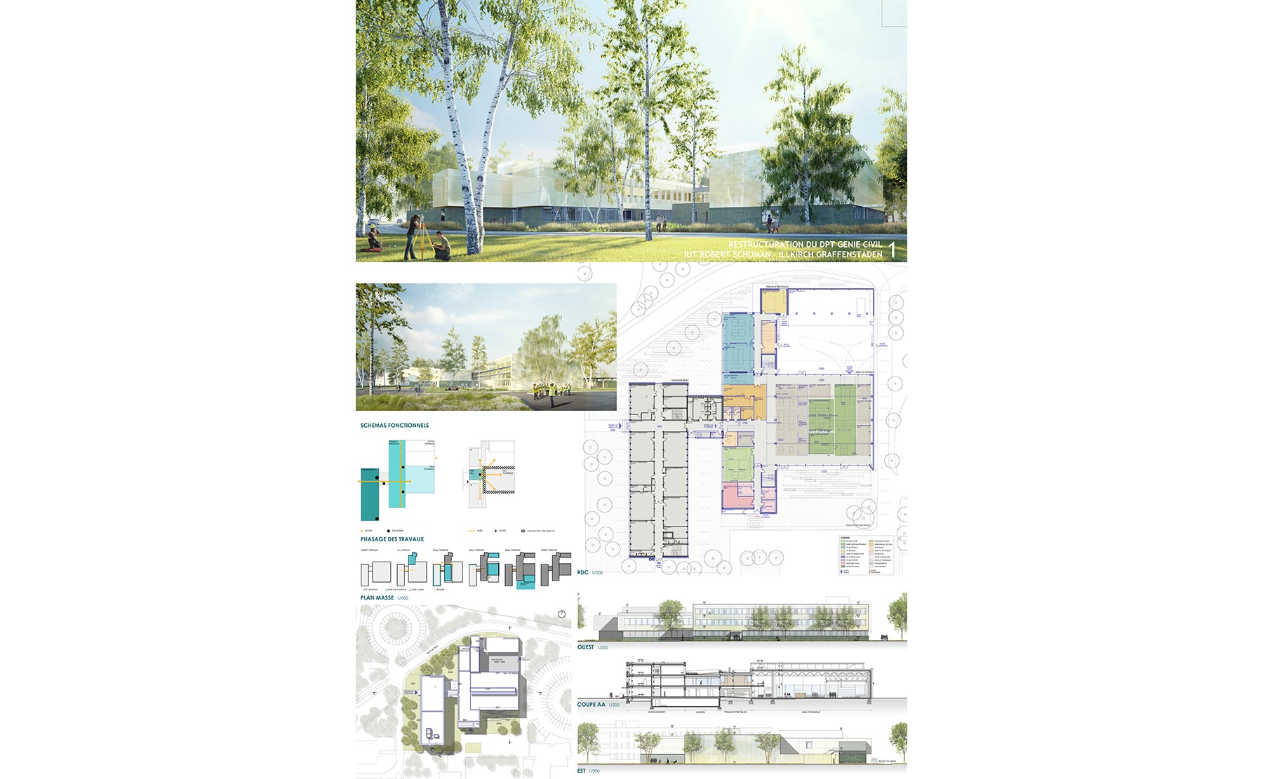 Planche 1 - Reconstruction-réhabilitation IUT R.Schuman / Illkirch-Graffenstaden