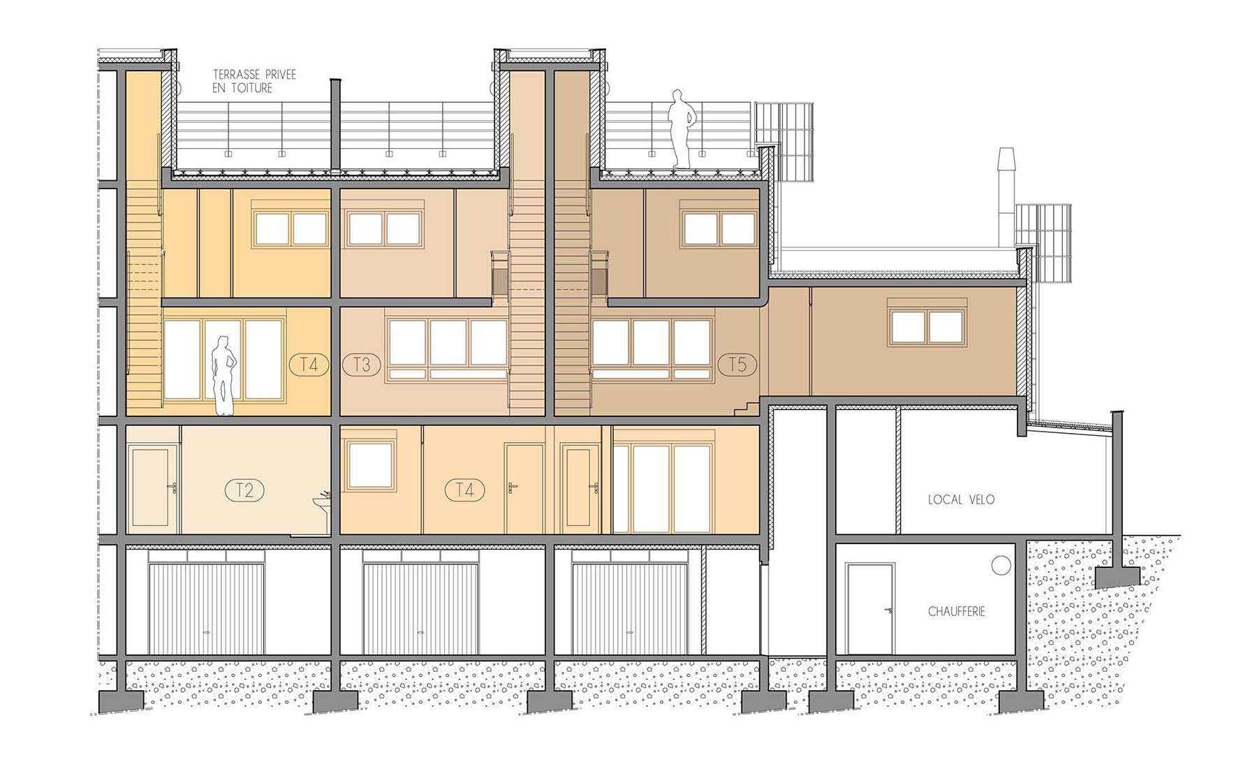coupe longueur - 26 Logements (HLM) / Illzach