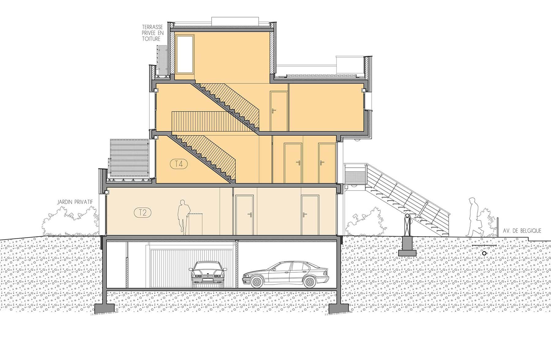 coupe transversale - 26 Logements (HLM) / Illzach