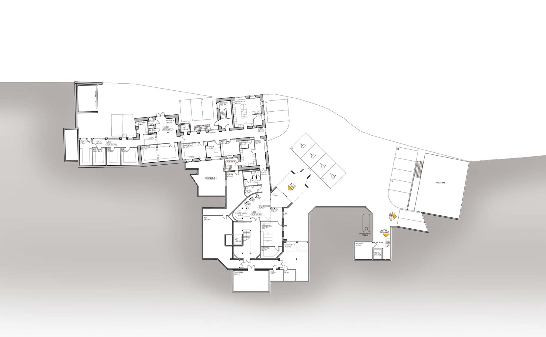 Plan niveau 1 - Maison de Retraite, Restructuration et extension / Soultzmatt