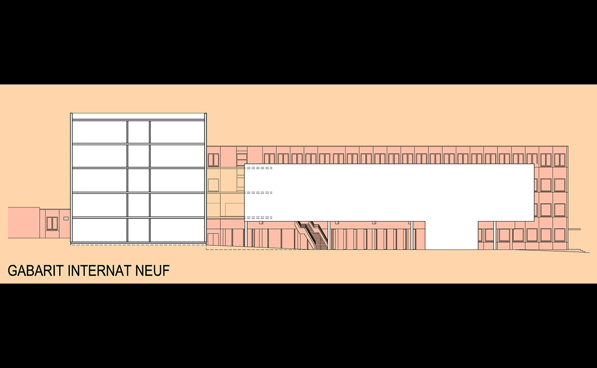 Gabarit internat neuf - Restructuration du Lycée Storck / Guebwiller