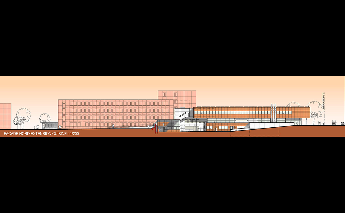 Façade Nord Extension cuisine - Restructuration du Lycée Storck / Guebwiller