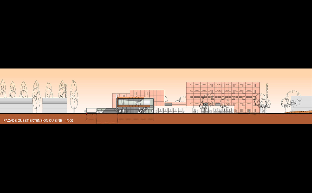 Façade Ouest Extension cuisine - Restructuration du Lycée Storck / Guebwiller