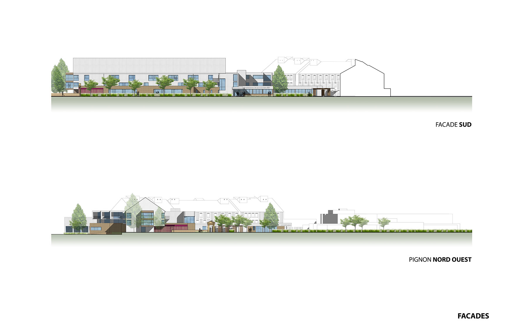 Façades - Restructuration-extension de l’Établissement de santé de Quingey / Quingey